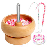 Tilhumt Bead Spinner for Jewelry Making, Effortless Rotating Wooden Clay Bead Spinner with 2 Big Eye Beading Needles and 3000 Seed Beads, Beading Supplies for Making Waist, Bracelets, Necklace Tilhumt