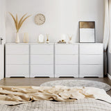 HOSTACK Modern 3 Drawer Dresser, Wood Chest of Drawers with Storage, Tall Nightstand with Cut-Out Handles, Side End Table, Accent Storage Cabinet for Living Room, Entryway, White HOSTACK