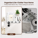 Nekon Mail Holder for Wall Mail Organizer with Key Hooks Hallway Farmhouse Decor Letter Sorter Made of Natural Wood with Floating Shelf and Flush Mount Hardware (16.8Inch x 10Inch x 3.2Inch) Nekon