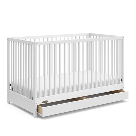 Graco Teddi 5-in-1 Convertible Crib with Drawer (White) – GREENGUARD Gold Certified, Crib with Drawer Combo, Full-Size Nursery Storage Drawer, Converts to Toddler Bed, Daybed and Full-Size Bed Graco