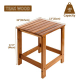 Utoplike Teak Outdoor Side Table for Patio, Pool Coffee Accent Table, Wood End Tables for Garden, Backyard, Bed, Living Room, Couch Utoplike