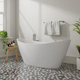 Empava Luxury 67 inch Acrylic Freestanding Bathtub Contemporary Soaking Tub with Overflow and Drain White BT518 Empava