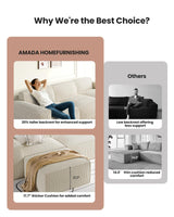 AMADA 142" Sectional Couch with L-Shape Chaise,Corduroy Cloud Couches with Deep Seats &High-Back,Upholstered Couches for Living Room Bedroom with Ottoman,No Assembly Required（4-seater&2 Ottoman，Beige） AMADA HOMEFURNISHING