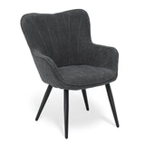 Athena Collection Wingback Accent Chair for Living Room, Upholstered Arm Reading Chair for Adults, Cozy Linen Fabric Armchair with Metal Legs for Bedroom, Makeup, Office, Grey Athena Collection