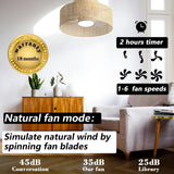 22” Bamboo DC Dimmable Ceiling Fan with Light and Remote Control,Boho Wooden Wicker Cage Rattan Bohemian Tropical Caged Wood Fandelier for Kitchen Indoor Bedroom Eamonex