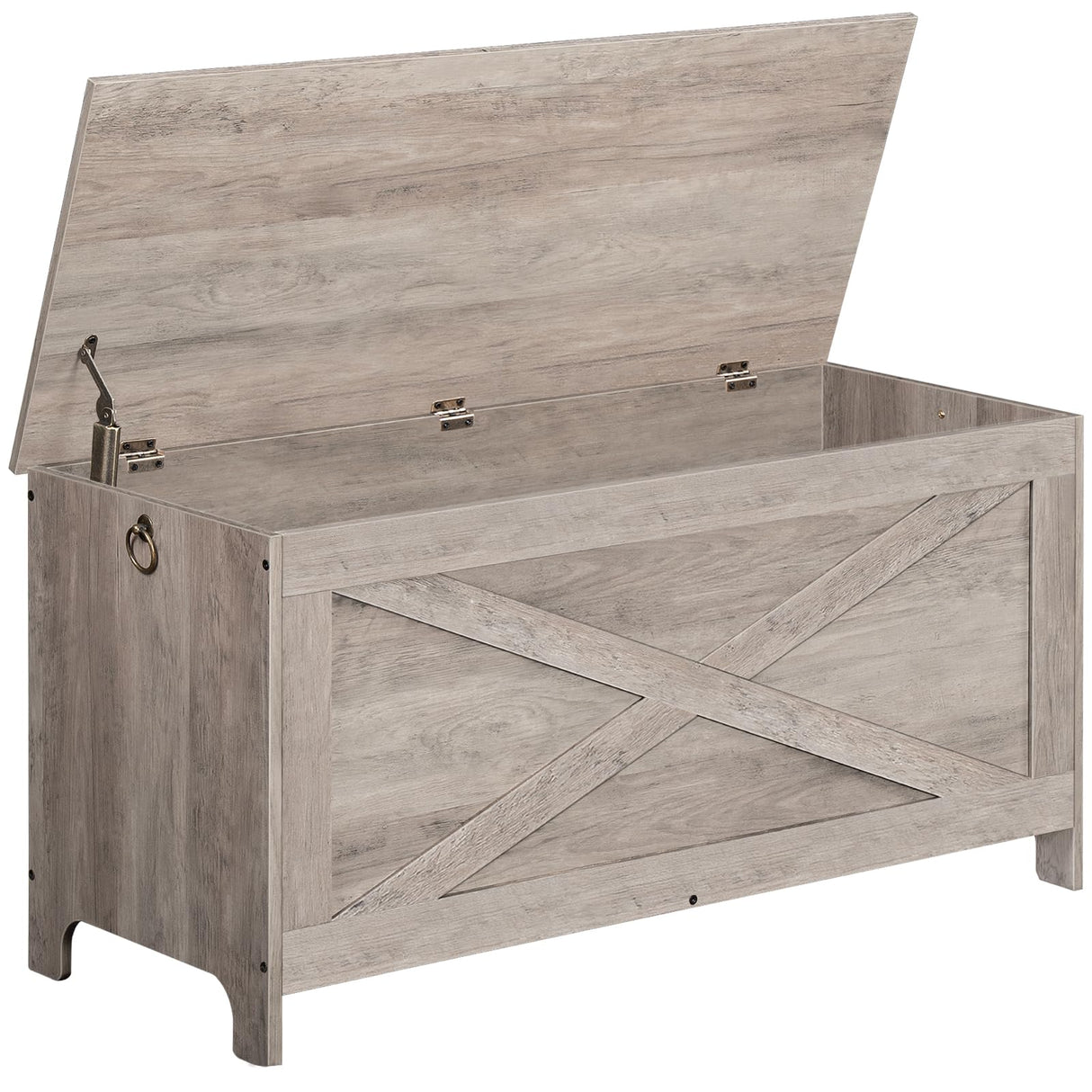 MAHANCRIS 39.4" Toy Chest, Sturdy Entryway Storage Chest with Safety Hinges, Retro Toy Box, Wooden Look Accent Furniture for Living Room, Bedroom, Greige SCHG48101 MAHANCRIS