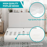 BALUS Murphy Cabinet Bed, Queen Murphy Bed with Charging Station, Tri-fold Memory Mattress, Storage Drawers, Space-Saving Wooden Folding Cube Chest Wall Beds for Living Room and Apartments White BALUS