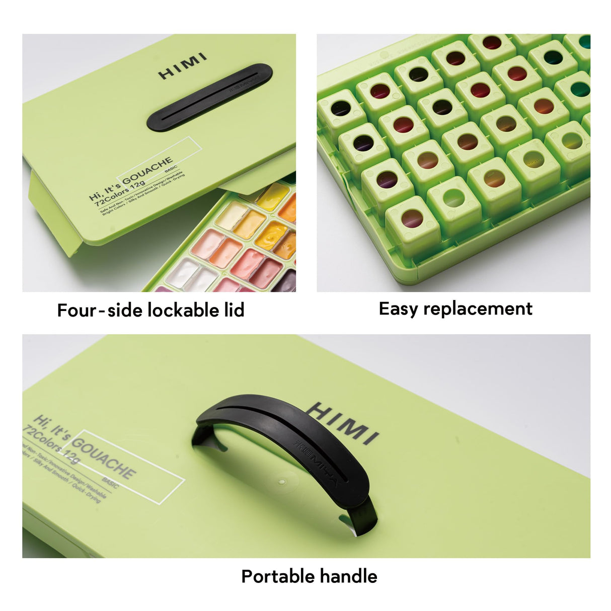 HIMI Twin Cup Jelly Gouache Paint Set, 72 Colors 12g, Jelly Cup Design, Non Toxic Paint for Canvas and Paper, Art Supplies for Professionals (72 Colors) HIMI