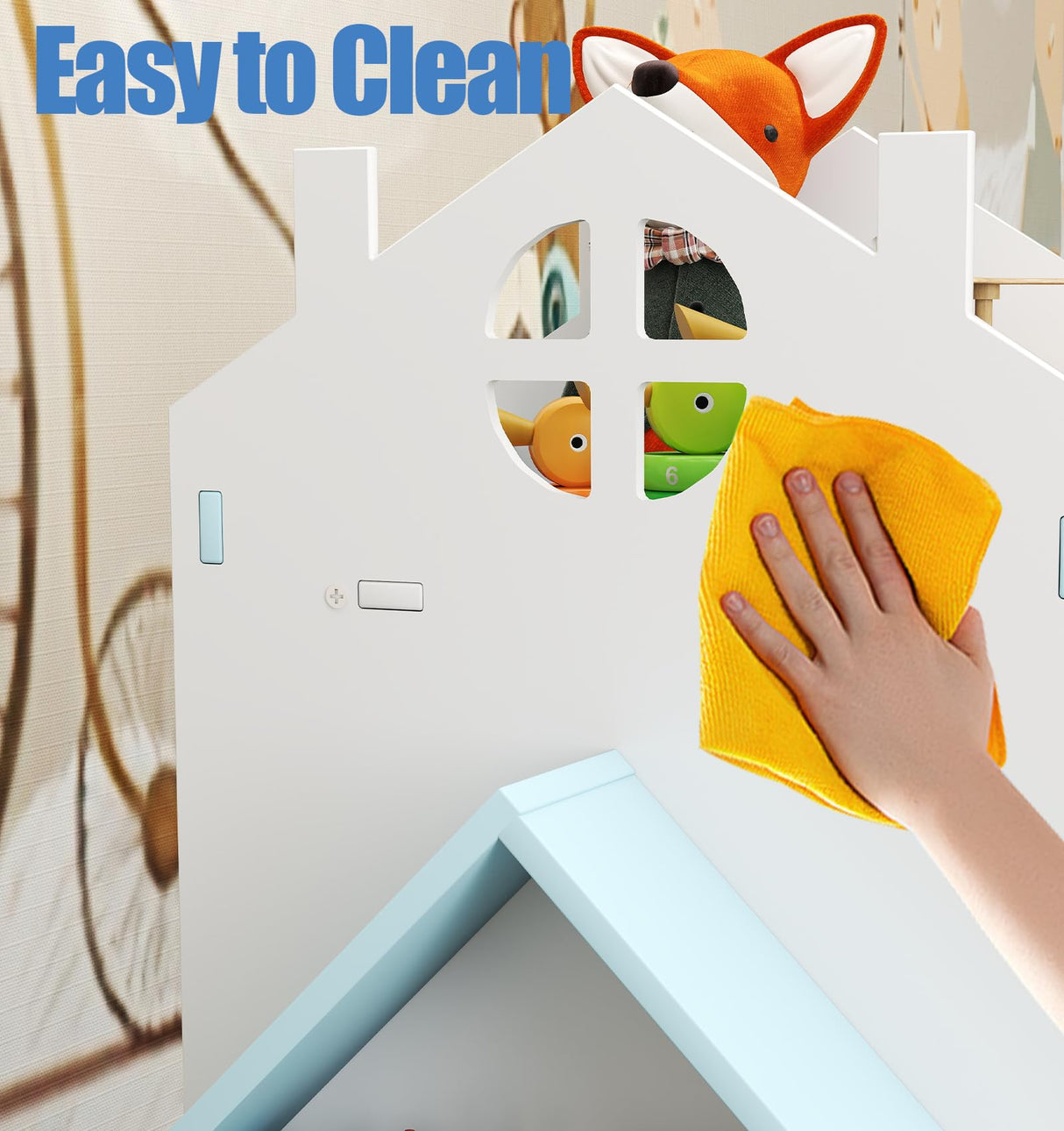 Suuiwau 360° Rotating Bookshelf Kids,Blue Revolving Bookcase 3-Tier Spinning Dollhouse Bookshelf Floor Standing Book Storage Organizer for Children's Room Suuiwau