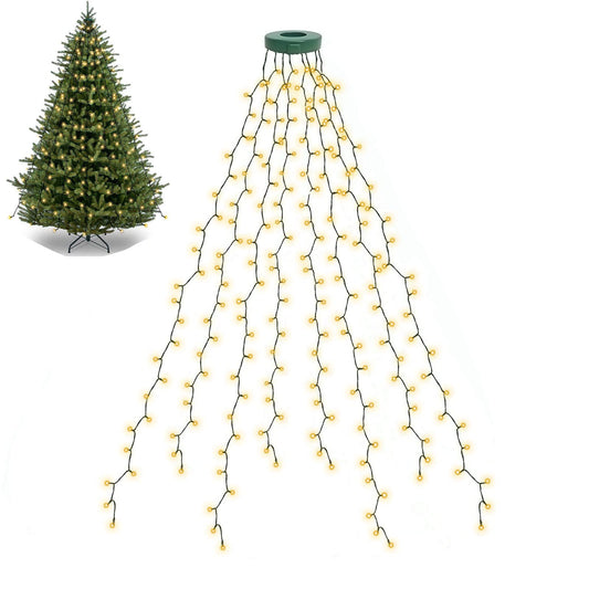 BOLWEO Christmas Tree Lights, 280LED Christmas Lights for Tree 8 Modesfor 6ft-7ft Christmas Tree, UL Certified Indoor Outdoor Christmas Decorations 8 * 6.6ft Drops Warm White