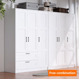 Fenghua Lizhi 3 Doors Wooden Wardrobe Closet Armoire, White Storage Cabinet for Hanging Clothes, Bedroom Large Capacity Freestanding Armoire,Wood Wardrobe Combination with Shelves (White) Fenghua Lizhi