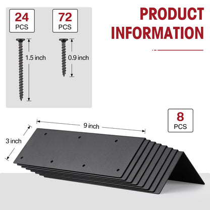 Hicarer 8 Set Raised Garden Bed Corner Brackets with Screws for 10"-12" Height Bed, Metal Raised Bed Corner Brackets for Wood Frame, Rust Resistant Raised Bed Brackets for Flower Vegetable (B - WoodArtSupply