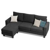 Homall Sofa for Living Room, Couch with Convertible Chaise, 3 Seat L-Shaped Sofas, Comfy Fabric Couches for Apartment, Small Space, Dark Gray Homall
