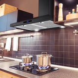 SNDOAS Range Hood Black,Wall Mounted Range Hood 30 inches,Black Kitchen Hoods with Touch Controls,Stainless Steel Range Hood in Black Painted,Black Range Hood 30 inches,Hood Vents for Kitchen SNDOAS