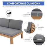 SUNSITT 4 Piece Acacia Wood Patio Furniture Outdoor Sectional Sofa Set with Adjustable Armrest, FSC Certified L-Shaped Patio Set w/2-in-1 Coffee Table, Grey Cushions SUNSITT