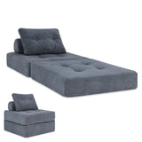 Futon Sofa Bed,Sleeper Chair - Convertible Sectional Sleeper Sofa with Pillow, Floor Bed Mattress for Guest Bed,Removable Zippered Back Support, Perfect for Living Room and Bedroom (SlateGray) Snug Sofee