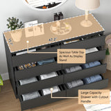 Vibe & Dine 8 Drawer Double Dressser, Modern Chest of Drawers with Wide Storage for Closet, Bedroom, Living Room, Black Vibe & Dine