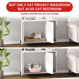 Litter Box Enclosure with Shelves and Doors, 2-in-1 Hidden Cat Litter Box Cabinet Furniture with Shelf, 51" Indoor Cat House Wood Sturdy Pet Washroom EcoSummer
