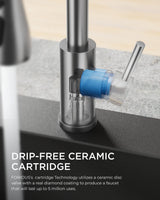 FORIOUS Kitchen Faucets with Pull Down Sprayer, Brushed Nickel, High Arc Single Handle Classic Stainless Steel Sink Faucet 1 or 3 Hole, Suitable for Farmhouse Camper Laundry Rv Bar FORIOUS