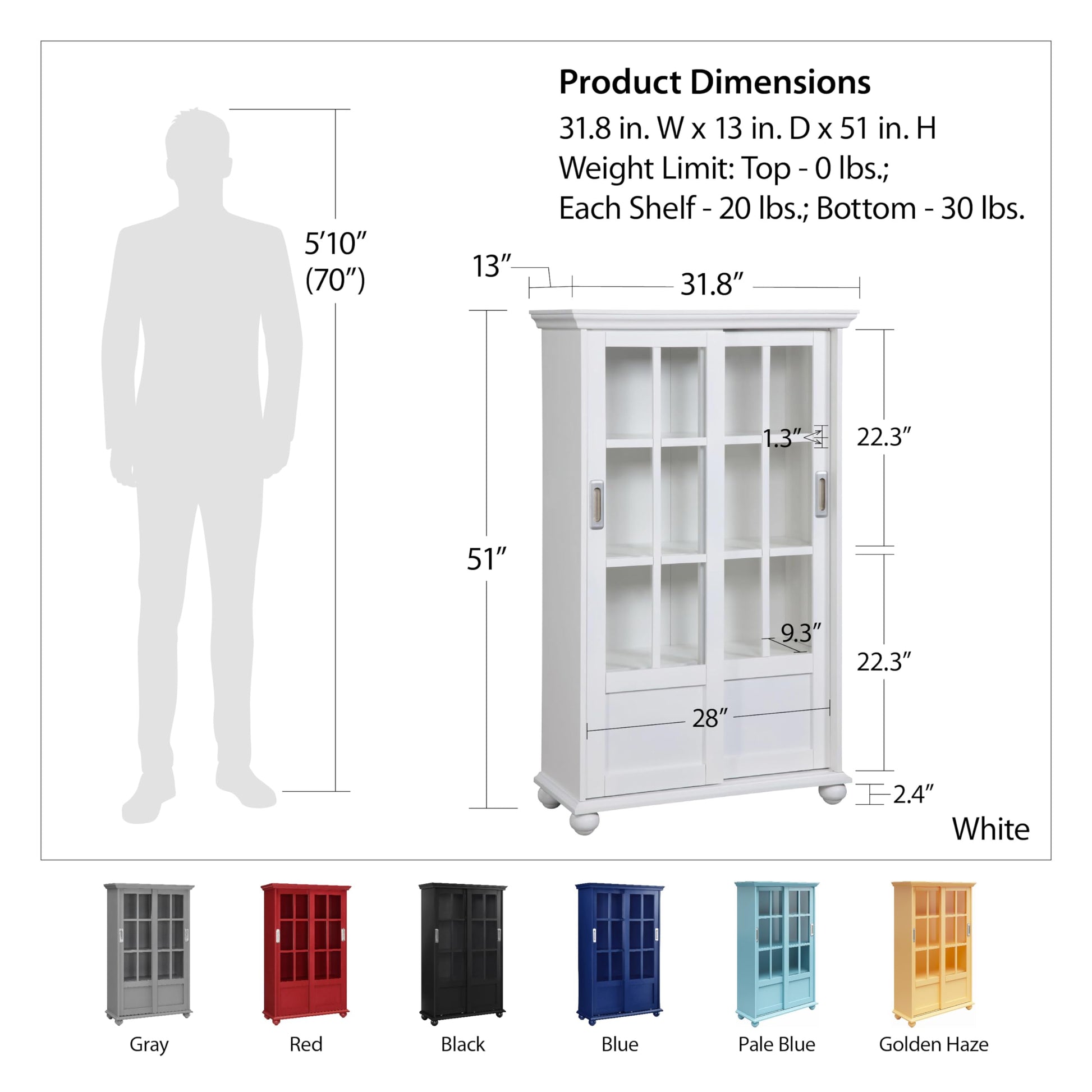 Ameriwood Home Aaron Lane Bookcase with Sliding Glass Doors, Black - WoodArtSupply