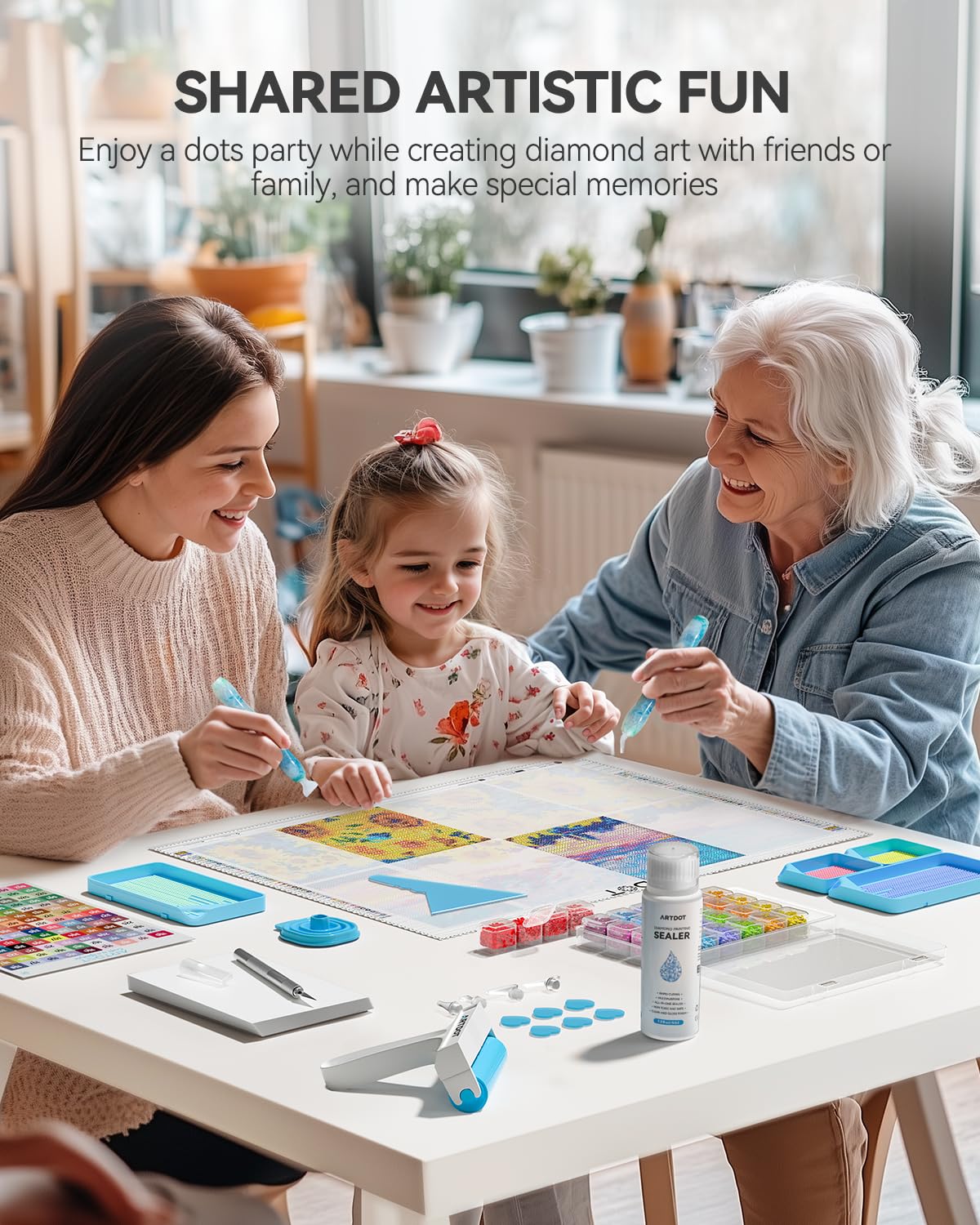 ARTDOT All-Inclusive Diamond Art Accessories Kits for Adults, Diamond Painting Tools with Bead Organizers and Storage Pens Sealer Roller Diamond Art Supplies for Beginners ARTDOT