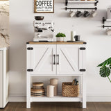 Mufico Farmhouse Console Table with Storage Cabinets – Versatile Entryway and Coffee Bar Table in White Mufico