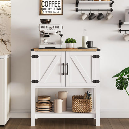 Mufico Farmhouse Console Table with Storage Cabinets – Versatile Entryway and Coffee Bar Table in White - WoodArtSupply