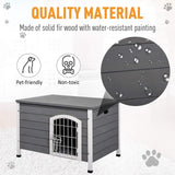 PawHut 31" L Wooden Decorative Dog Cage Kennel Wire Door with Lock Small Animal House with Openable Top Removable Bottom Grey Aosom