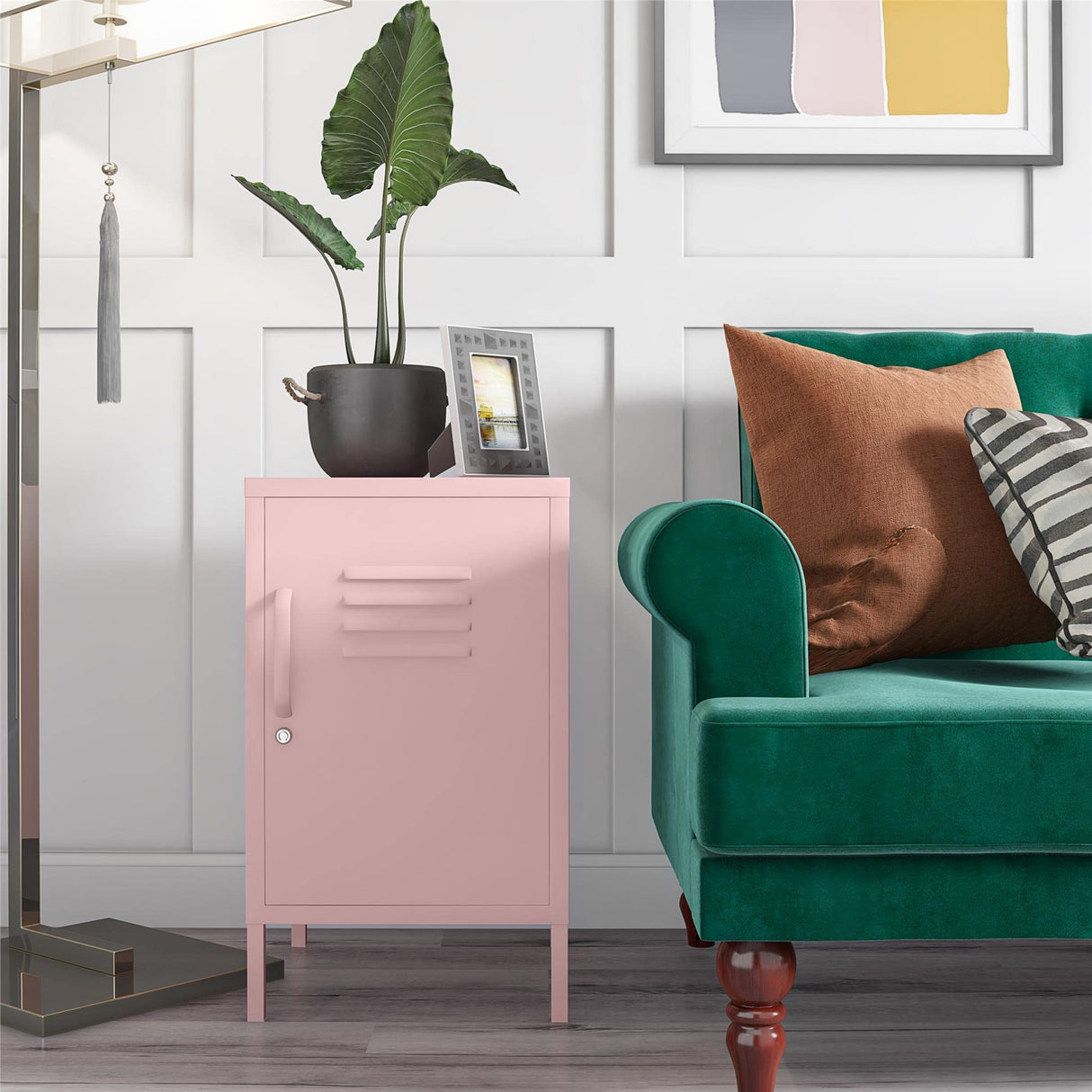 Novogratz Cache Metal Locker End Table, Bashful Pink Novogratz