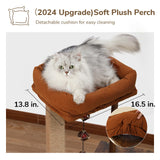 FUKUMARU Cat Scratching Post, Modern Style Cat Tree with Unique Square Post, Wooden Cat Tower with silvervine Balls, Retro Cat Condo Scratcher for Indoor Cats（Solid Wood） FUKUMARU