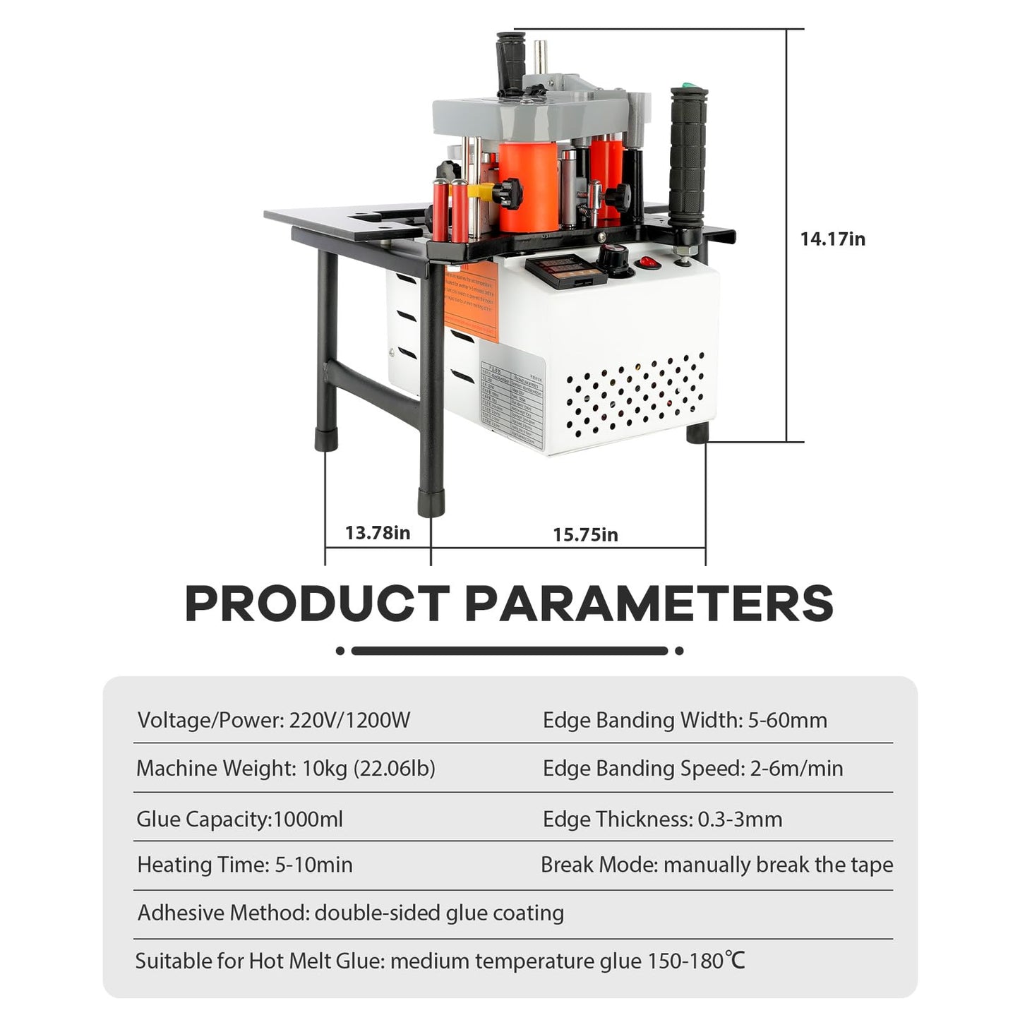 SOKO Portable Edge Banding Machine, Woodworking Edge Bander Machine Straight Curve Double Side Coating Glue, Edge Banding Speed 5-10m/min Adjustable - WoodArtSupply