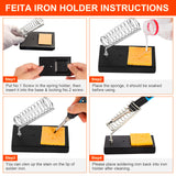 FEITA Soldering Iron Kit for Electronics, 14 in 1 Welding Tools Kit with Switch 80W LCD Adjustable Temperature Solder Iron, 2 Solder Wire, Flux, 5 Soldering Tips, Desoldering Pump, Stand, Tweezers FEITA