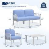 UDPATIO Resin Oversized Patio Furniture Set, Modular DIY Outdoor Sectional Sofa Set, All Weather UV Patio Conversation Set with 5.4'' Thick Cushion for Backyard, Deck, 8pcs Blue White UDPATIO