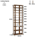 HOMEFORT 10-Tier Vertical Shoe Rack, Corner Shoe Tower, Double Rows 10 Tiers Shoe Shelf, Slim Shoe Storage Unit for 20 Pairs of Shoes, Shoe Stand for Entryway, Hallway, Closet (Rustic Brown) HOMEFORT