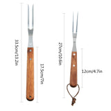 Fantasyon 2 Pack Meat Fork with Wooden Handle, Stainless Steel Meat Forged Carving Fork for Kitchen Roast (13 Inch, 10 Inch) Fantasyon