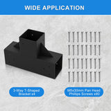 Vlaeng Pergola Kit 4x4", 4 Pcs 3-Way T-Shaped Woodworks Gazebo Brackets Kit with Screws for 4x4(Actual: 3.7x3.7") Wood Beams for Patio Pergola, Log Cabins, Garden, Lumber Gazebo, Black Powder Coating Vlaeng