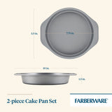Farberware GoldenBake Bakeware Nonstick Baking Pans/Cake Pan Set, Round, Insulated, Two 8-Inch, Gray Farberware