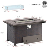 RTDTD 10 Pieces Outdoor Patio Furniture Set Outdoor Furniture Patio Sectional Sofa Conversation Sets w/ETL Approved 45" Gas Outdoor Fire Table & Coffee Table, Swivel Rocking Chair (Brown) RTDTD