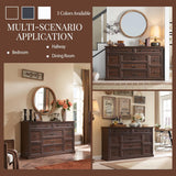 IFGET Farmhouse 9 Drawers Dresser for Bedroom, 60" Wide Wood Rustic Chest of Drawers, Large Storage Dressers Organizer for Bedroom, Living Room, Hallway, Dining Room-Brown IFGET