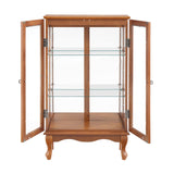 nifoti 43" H Lighted Curio Cabinet Display Case, Glass Curio Cabinet with Adjustable Shelves and Tempered Glass Door, Wooden Curio Cabinet w/Mirrored Back Pane for Living Room (Oak) nifoti