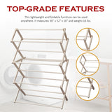 Peaceful Classics Wooden Laundry Rack - Amish Handmade Wooden Clothes Drying Rack - Foldable Drying Rack for Towel, Blanket, Linen Household Essentials - for Indoor Or Outdoor Use (52" x 36" x 16") Peaceful Classics