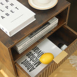 MaxSmeo Small Nightstand with Drawer, Mid Century Modern Bedside Table for Bedroom and Small Spaces, Solid Wood Legs, Easy Assembly, Rustic Brown MaxSmeo