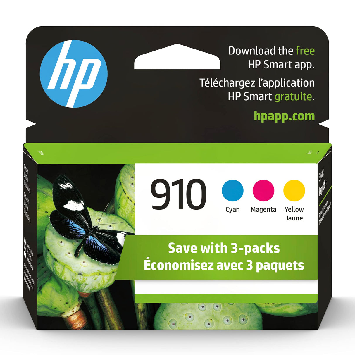 HP 910 Cyan, Magenta, Yellow Ink Cartridges | Works with HP OfficeJet 8010, 8020 Series, HP OfficeJet Pro 8020, 8030 Series | Eligible for Instant Ink | 3YN97AN, 3 Count (Pack of 1) HP