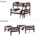 DHP Brady Twin over Full Bunk Bed Frame in Espresso - Space-Saving Design for Kids and Guests DHP