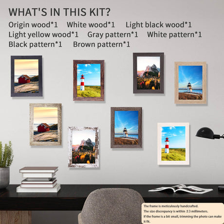 4x6 Picture Frames Set of 8, Rustic Picture Frames Multi Wood-Color,Vertical and Horizontal Formats for Wall Hanging and Tabletop Display,Perfect for Rustic Home & Office Decor Aibala