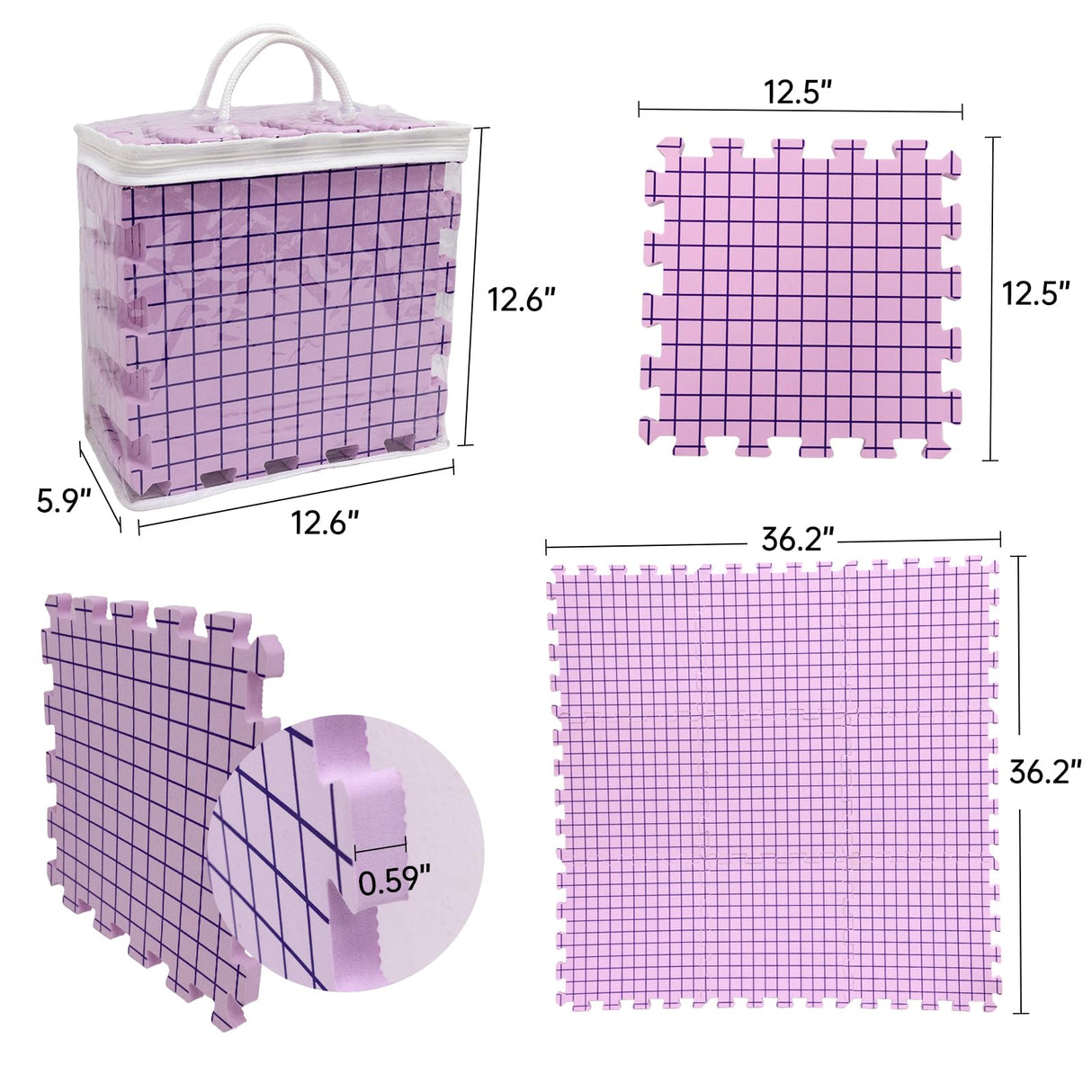 Adnkwolivt Blocking Mats for Knitting & Crochet Projects 9 Pack, Blocking Board for Crocheting Knitting Blocking Mats and Pins, 150 T-Pins and Storage Bag Adnkwolivt