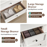 Farmhouse 10 Drawers Dresser for Bedroom, White Dresser Chest of Drawers, Wood Storage Dressers with Deep Drawers and Metal Handle, Wide Modern Dressers & TV Stand for Living Room, Closet, Hallway Gyfimoie