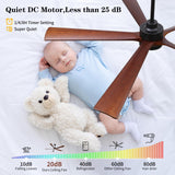 YKXONFA Ceiling Fans with Lights, Ceiling Fans with Lights and Remote,60 inch Modern Smart Ceiling Fan with Light for Patio Living Room, Bedroom, Office, Summer House (dark walnut, 60) YKXONFA