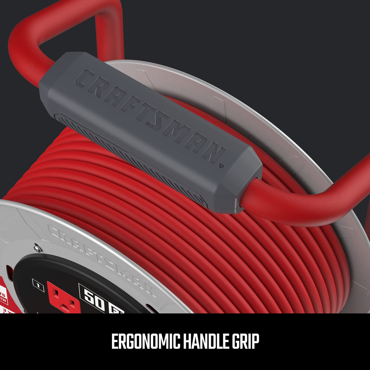 CRAFTSMAN 50 Ft. Contractor Edition Retractable Extension Cord Reel With 4 Outlets & Heavy Duty 12AWG SJTW Cable CRAFTSMAN