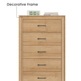 HIFIT Farmhouse 6 Drawer Dresser for Bedroom, 53'' Tall Dresser with 6 Drawers, Wood Chest of Drawers, Large Storage Dressers, Fluted Dresser for Living Room | Hallway | Home Office | Entryway, Oak HIFIT